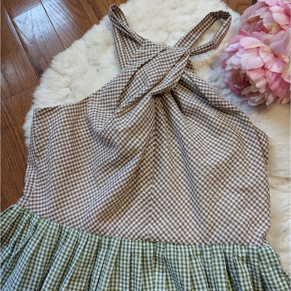 GAL MEETS GLAM Alma Two- Color Gingham Halter Neck Dress 20 - Picture 8 of 15
